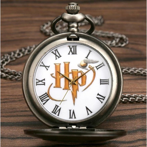 Harry Potter Pocket Watch NEW Gift Pendant Vintage Silver Flying Snitch Logo - Picture 2 of 4